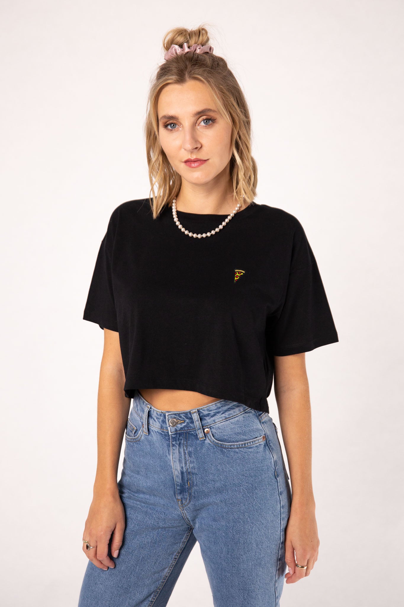 Pizza | Besticktes Bio Baumwoll Crop Top